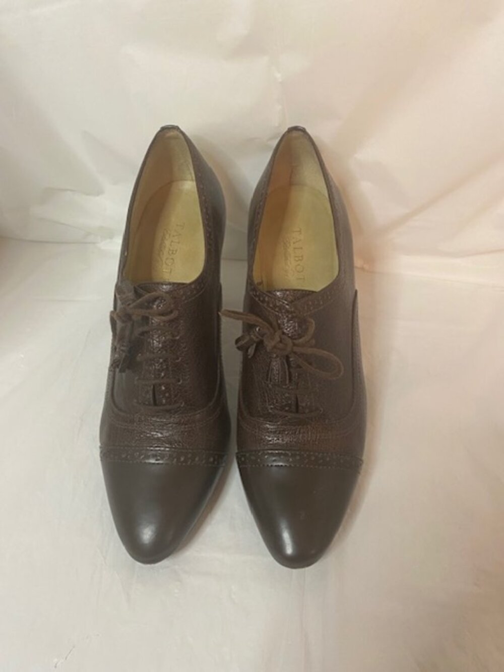 Talbots Leather Oxford Heels Dark Brown Size 8.5 M